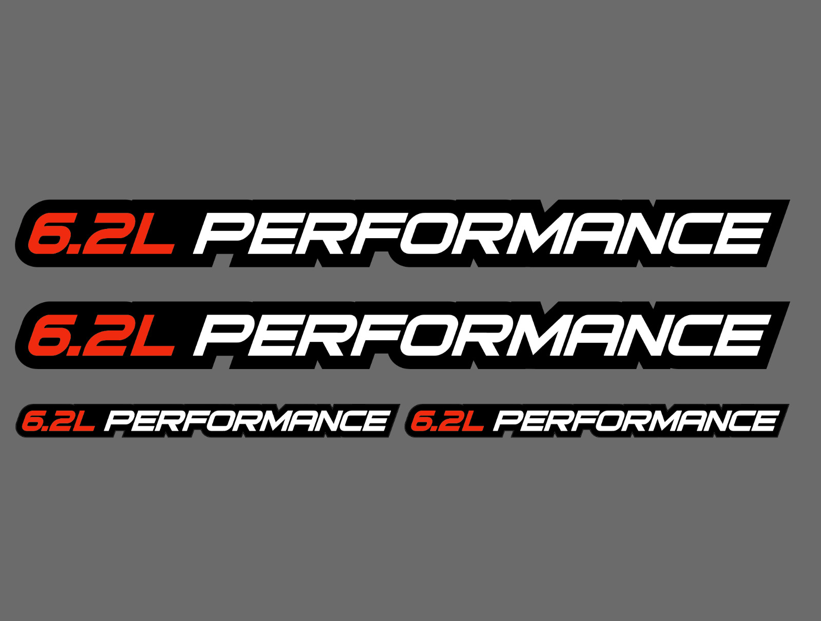 6.2L PERFORMANCE Set of 4 Hood Stickers Decals Emblem Red Chevy GMC Ford HD 6.2