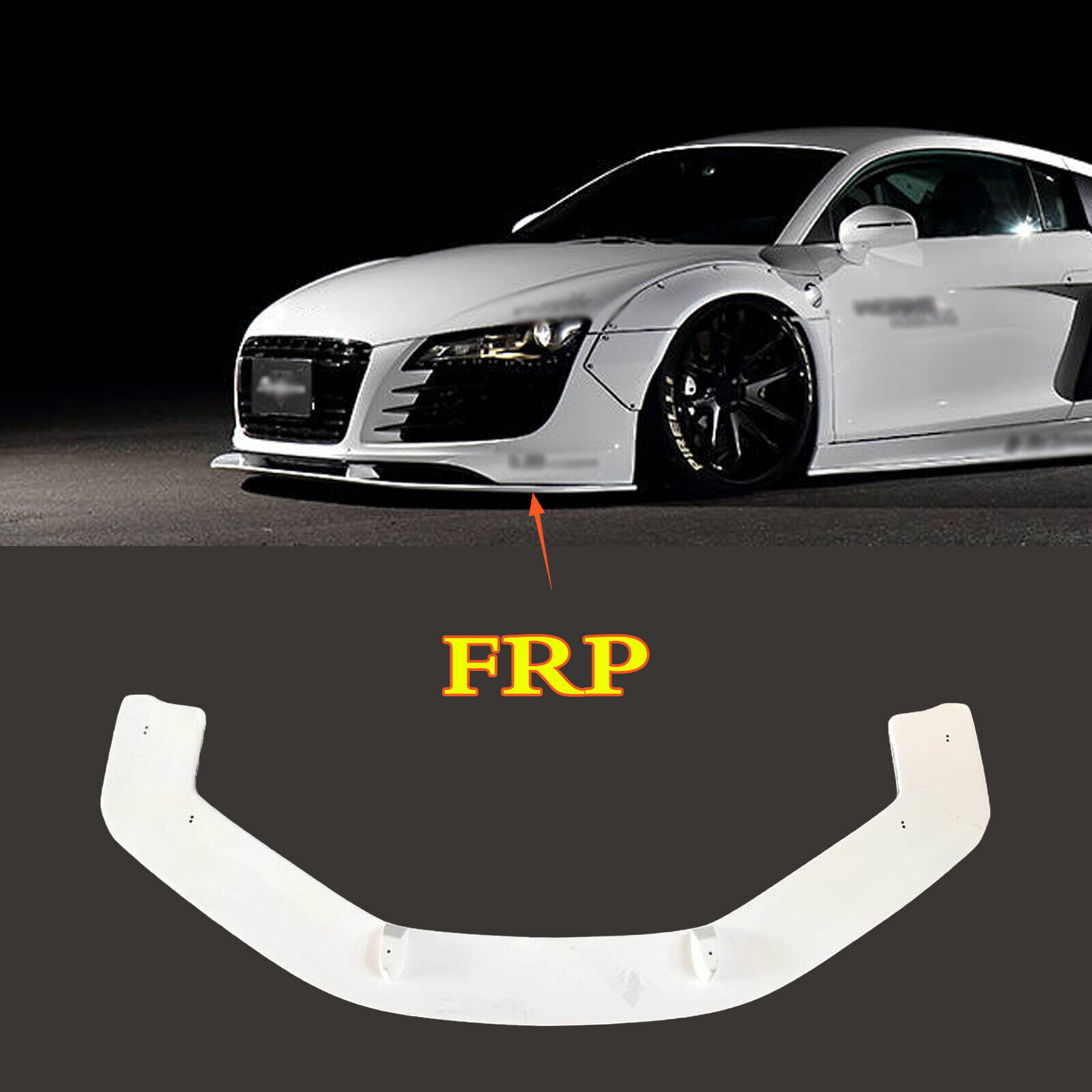 Fit 2007-2015 Audi R8 Front Bumper Lower Lip FRP White Spoiler Splitter AS Style