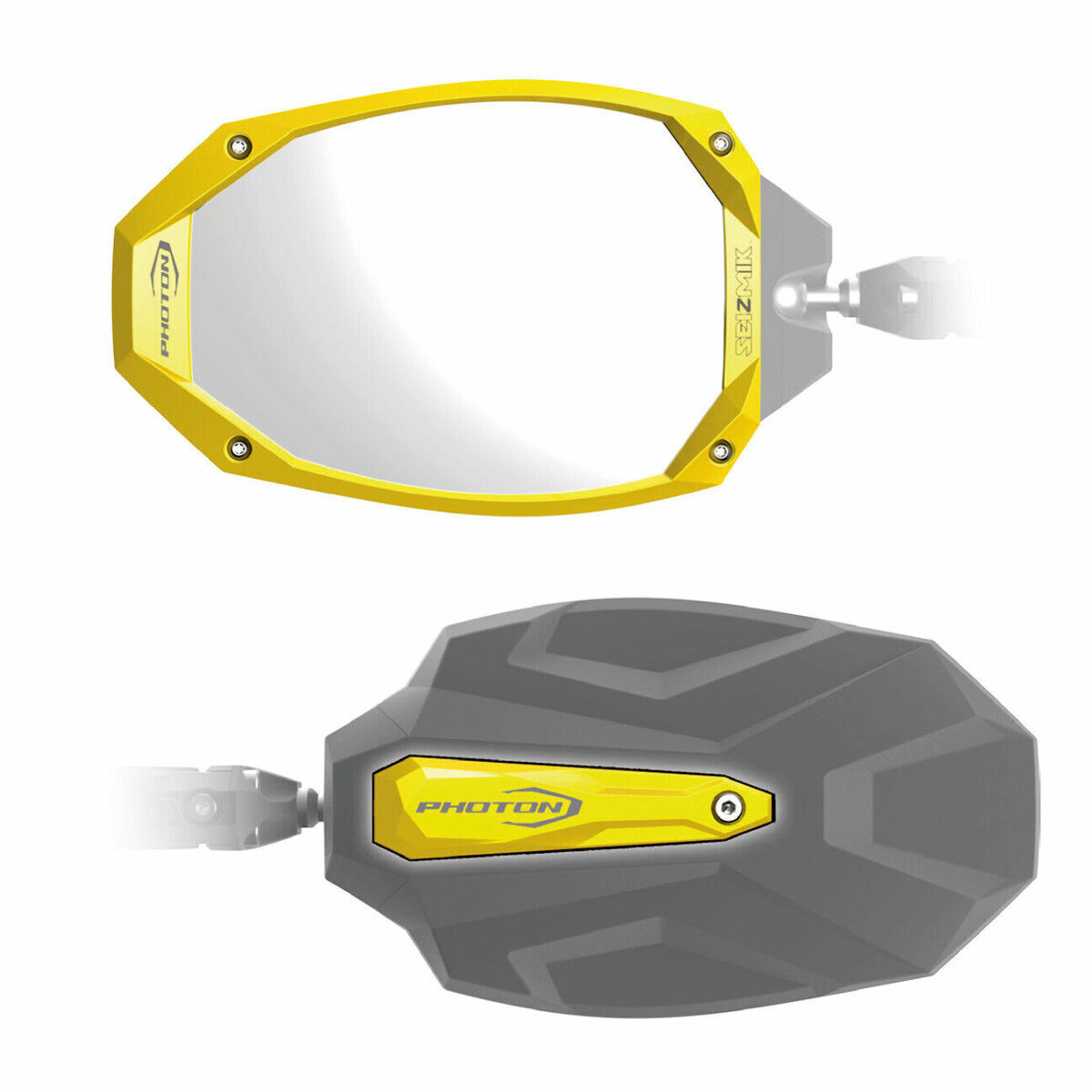 Yamaha YXZ1000R Side View Folding Mirrors Yellow Seizmik Photon 2016-2022