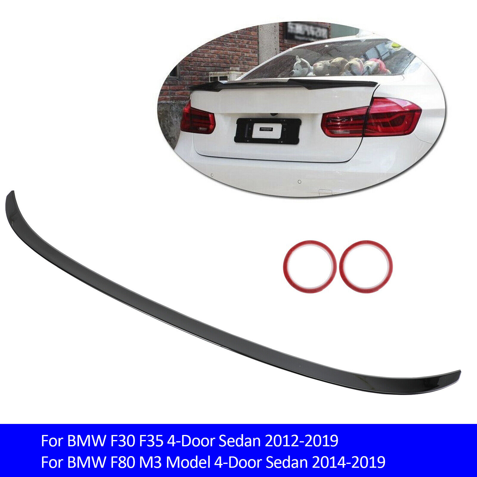 M3 Style Rear Trunk Spoiler Wing Fit BMW 3 Series F30 F35 2012-2019 Gloss Black