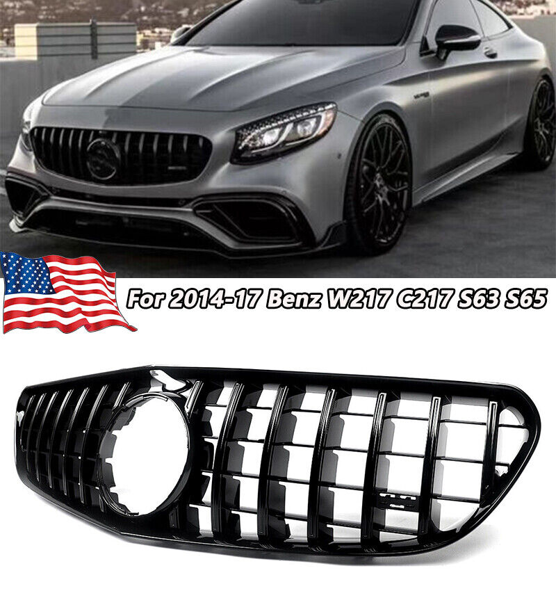 Gloss Black Front GT Grille For Mercedes Benz C217 W217 S63 S65 Coupe 2015-2017