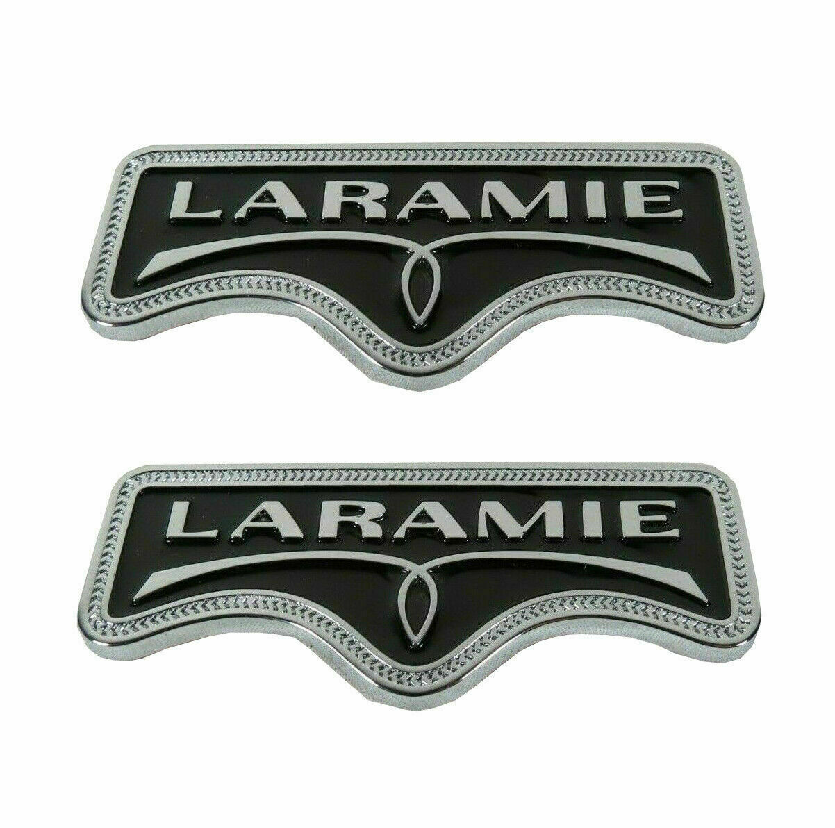 BRAND NEW 2X LARAMIE Emblem Badge Sticker Tailgate 1500 2500 3500 SILVER Black