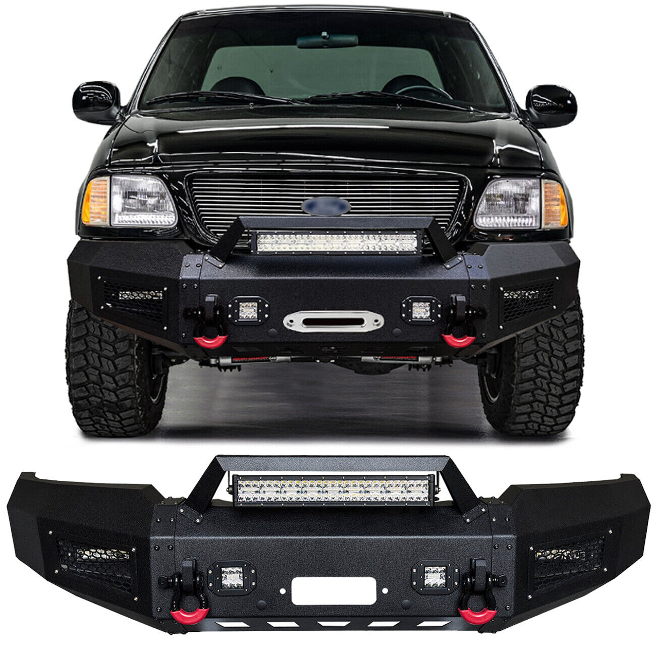 Vijay Fits 1997-2003 Ford F150 Steel Front or Rear Bumper With LED Lights