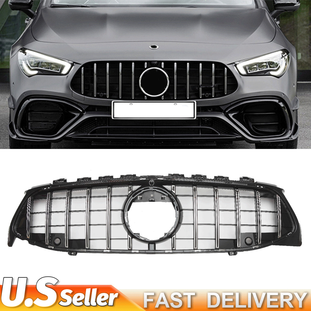Silver GT R Front Grille For Mercedes C118 W118 CLA250 CLA200 CLA45AMG 2020-2023