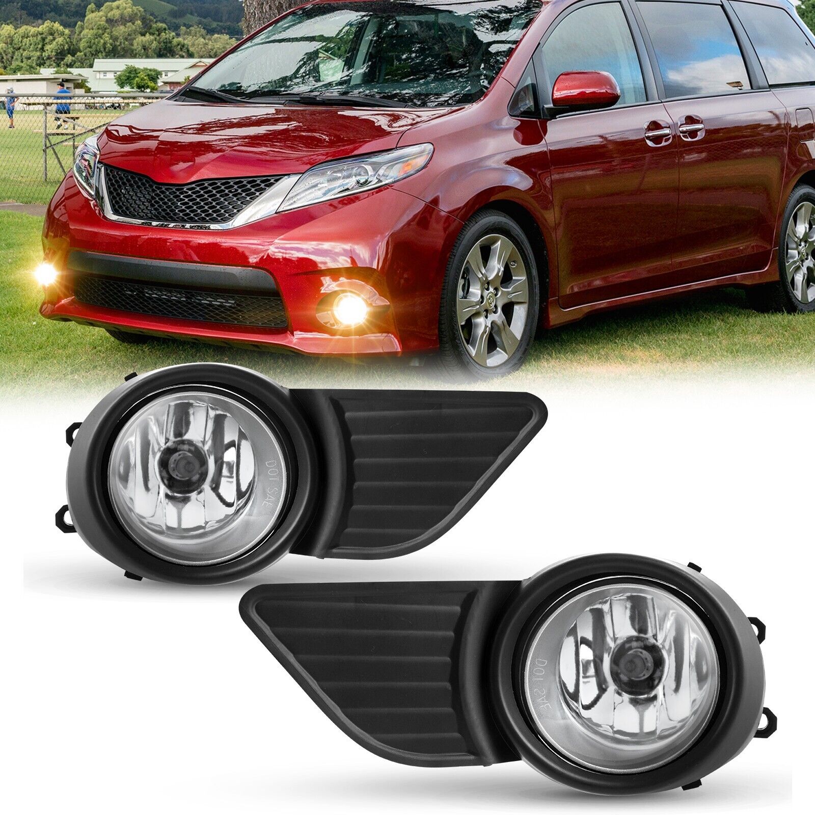 Fog Lights Assembly Bumper Lamps-1 Set w/Switch Fit 2011-2017 Toyota Sienna