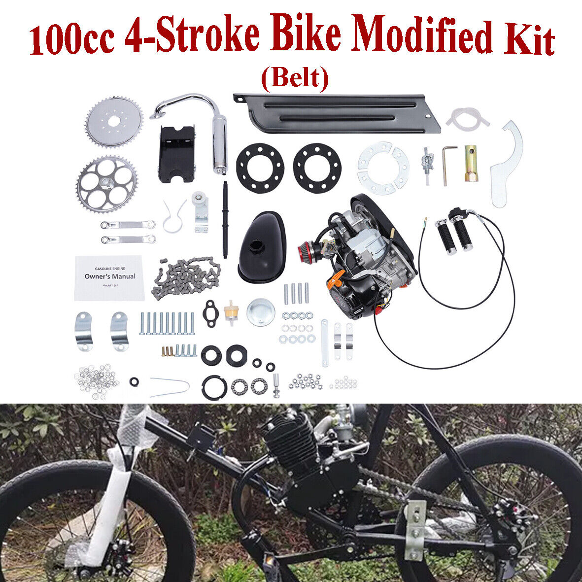 100cc 4 Stroke Bike Engine Kit Set Gas Motorized Motor Bicycle Modified Engine