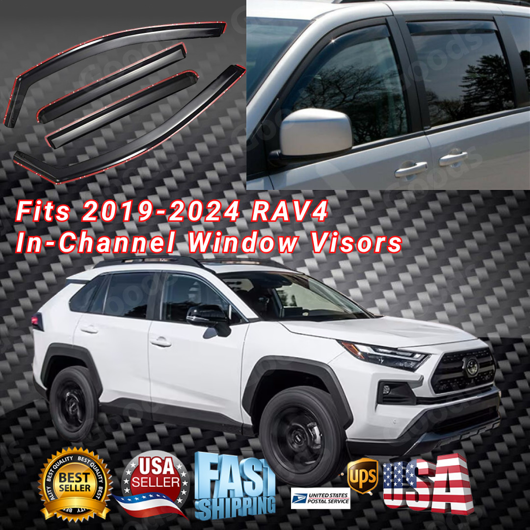 Fits 2019-24 RAV4 In-Channel Window Visor Vent Shade Rain Sun Guards Deflectors