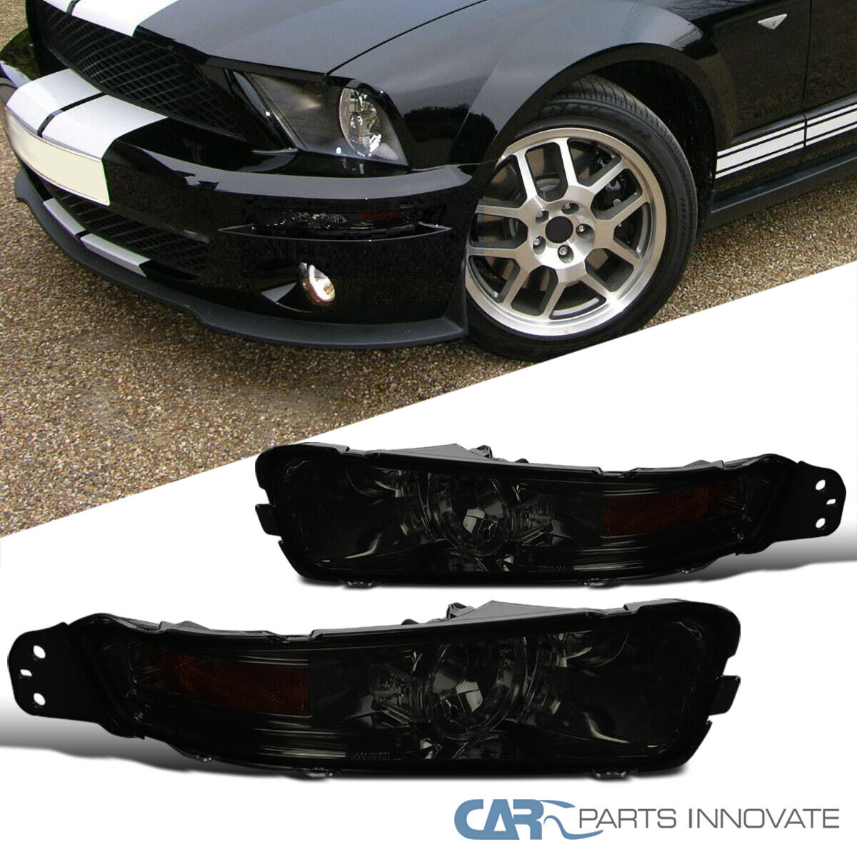 Fits 2005-2009 Ford Mustang Smoke Bumper Lights Signal Parking Lamps Left+Right