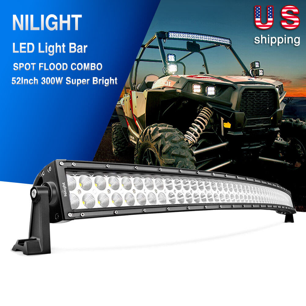 Nilight 52Inch Curved LED Light Bar 300W Off Road Combo Fog Driving Truck ATV 54