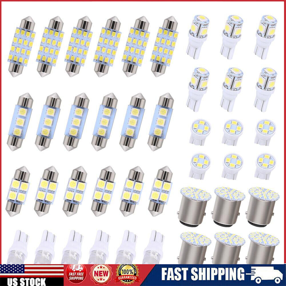 42PCS Car Interior Combo LED Map Dome Door Trunk License Plate Light Bulbs White