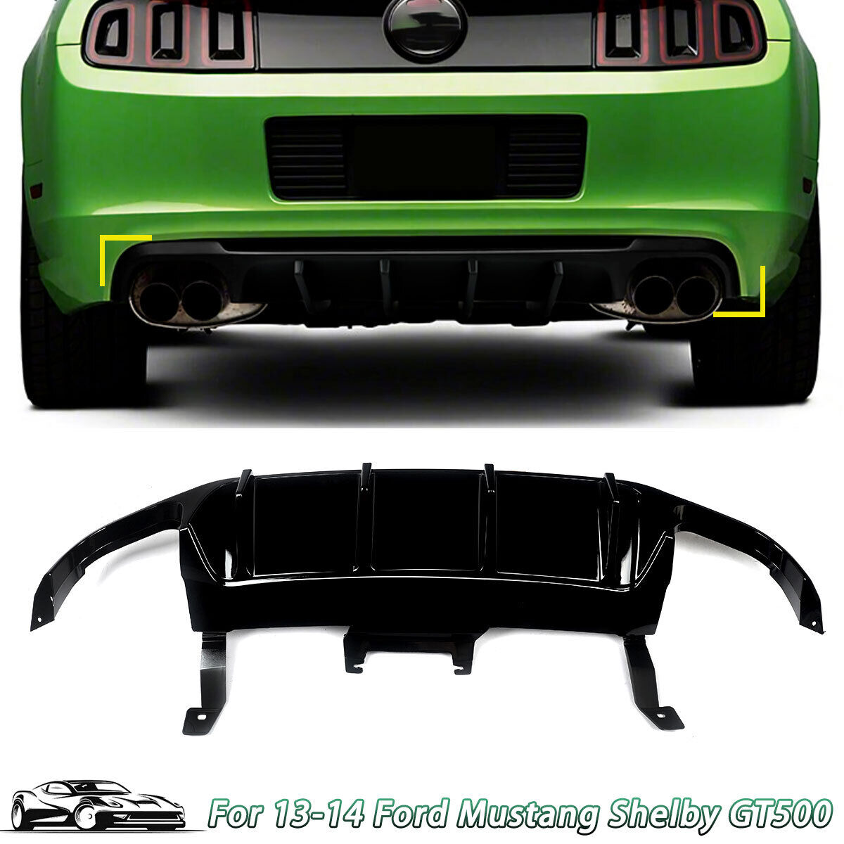GT500 Competition Style Painted For Ford Mustang V6 & GT 13-14 Rear Diffuser Lip