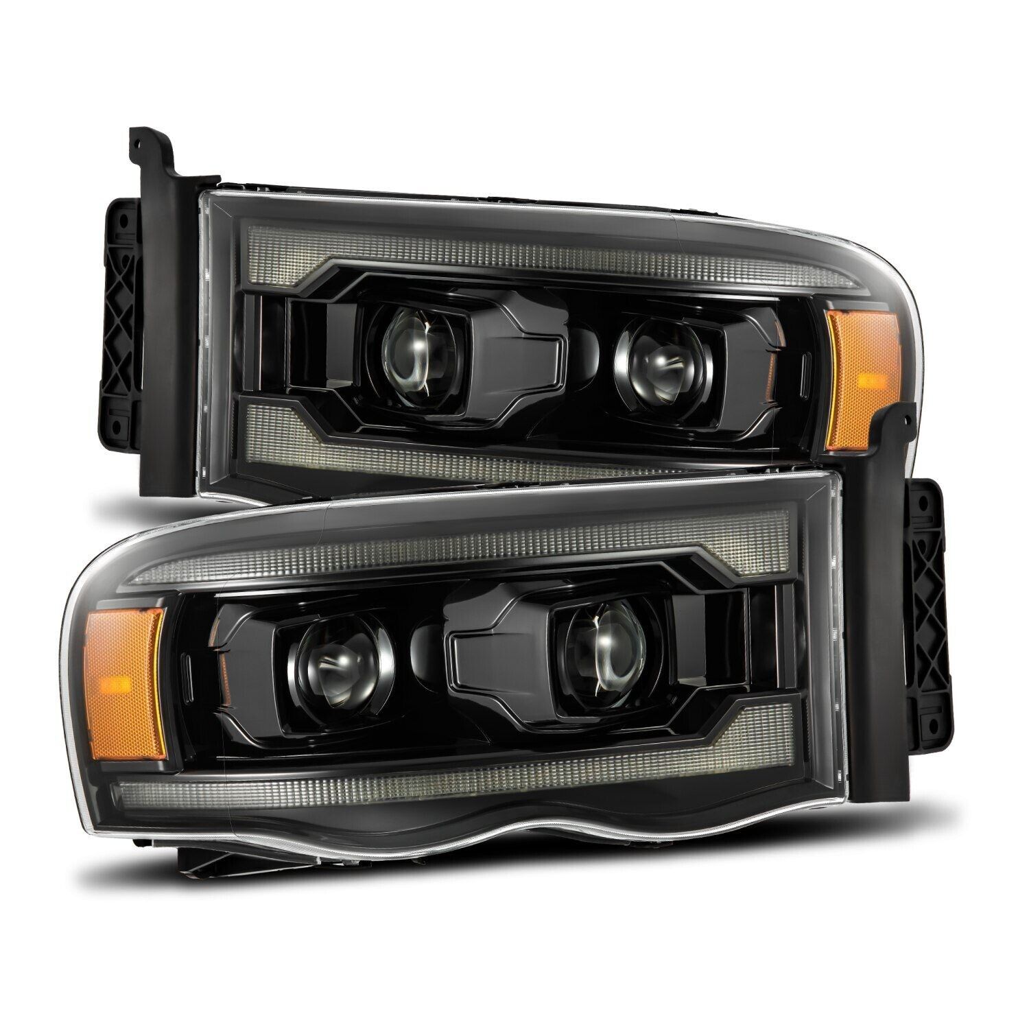For 02-05 Dodge Ram PRO-Series Halogen Projector Headlights Alpha-Black 880572