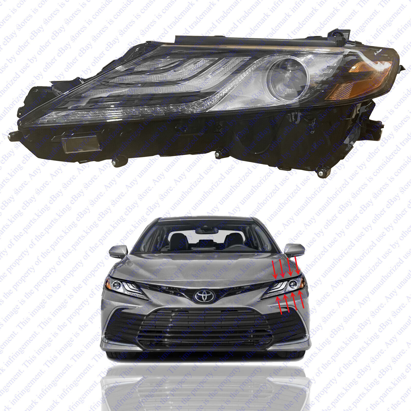 For 2021 2022 Toyota Camry XSE XLE Full LED Headlight Black Assembly Driver Left