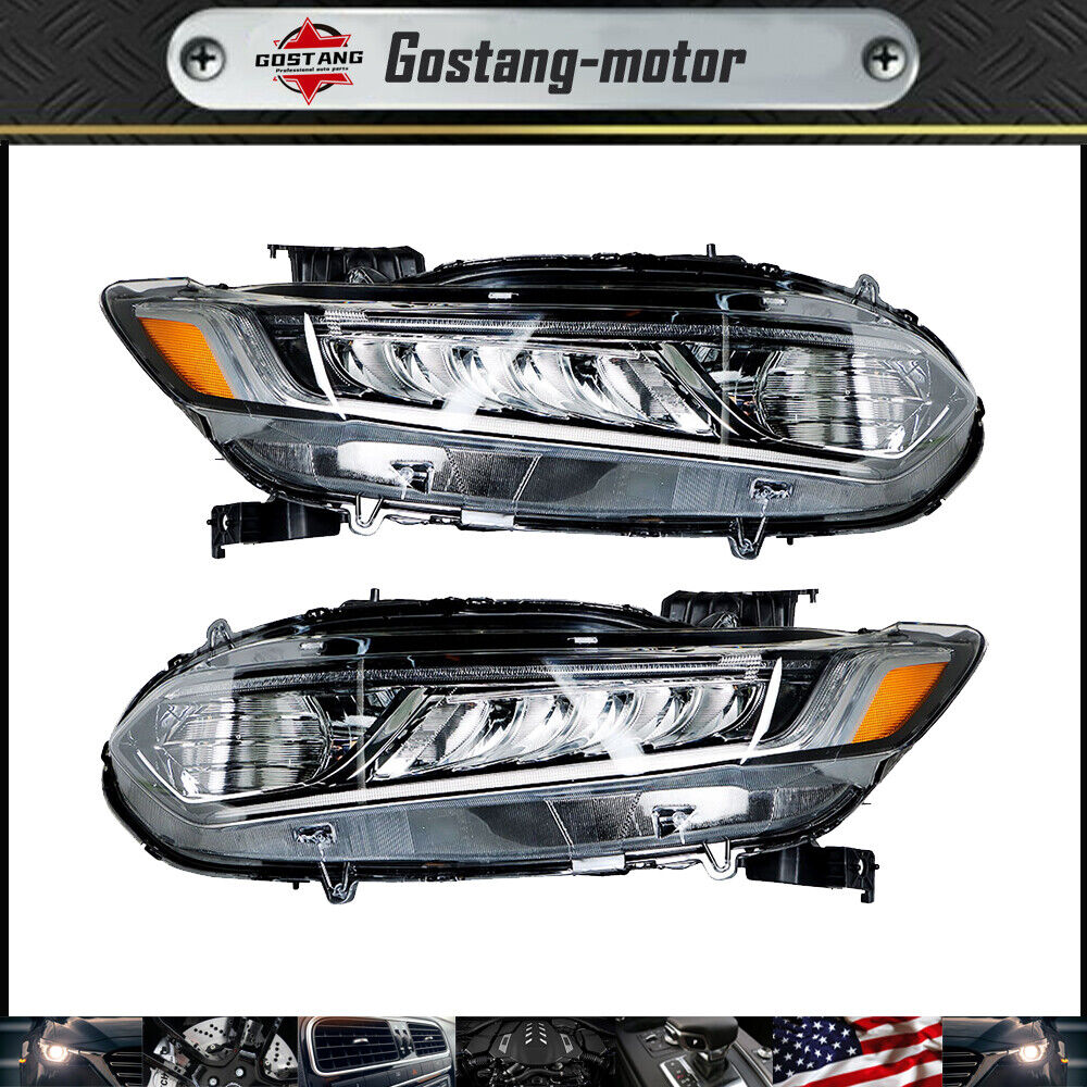Headlight Fit For 2018-2021 Honda Accord Headlamps Driver + Passenger Side Pair