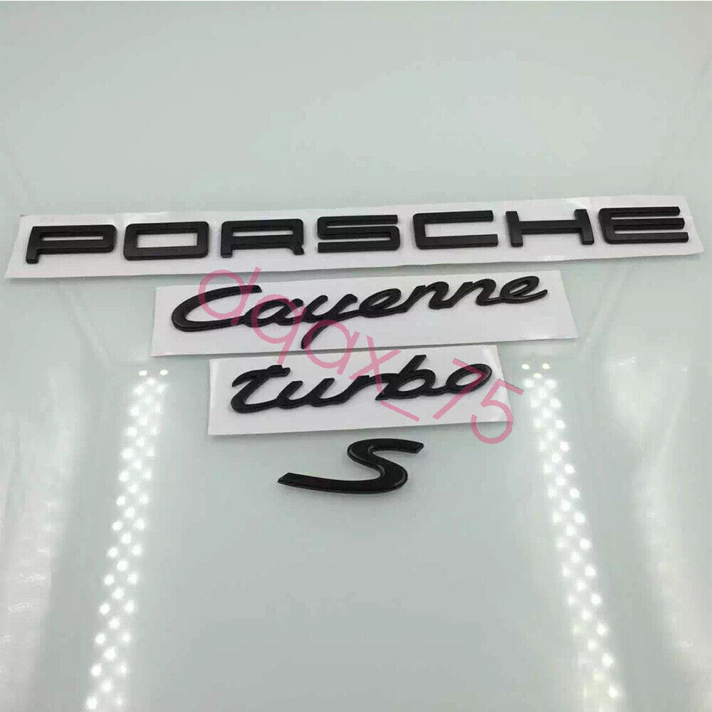 PORSCHE+Cayenne+Turbo+S Rear Badge Emblem Gloss Black Cayenne 958