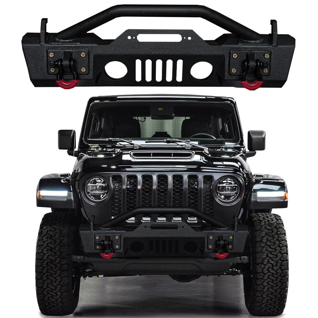 Vijay Fit 2020-2024 Jeep Gladiator JT Front or Rear Bumper w/D-Rings & Lights