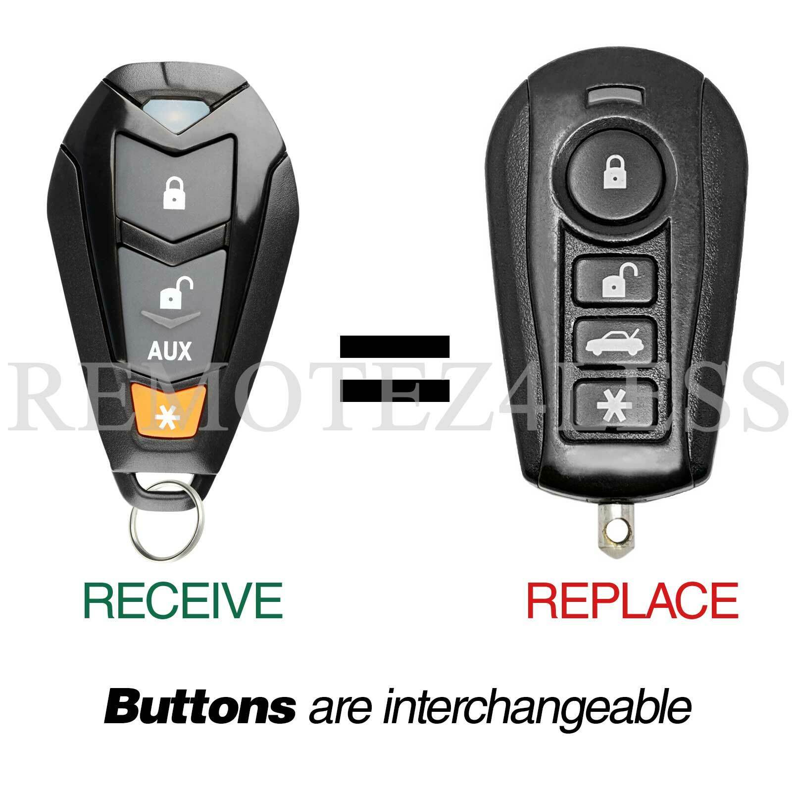 New Replacement Clifford 4 Button Keyless Remote Key Fob For EZSDEI7141 Black