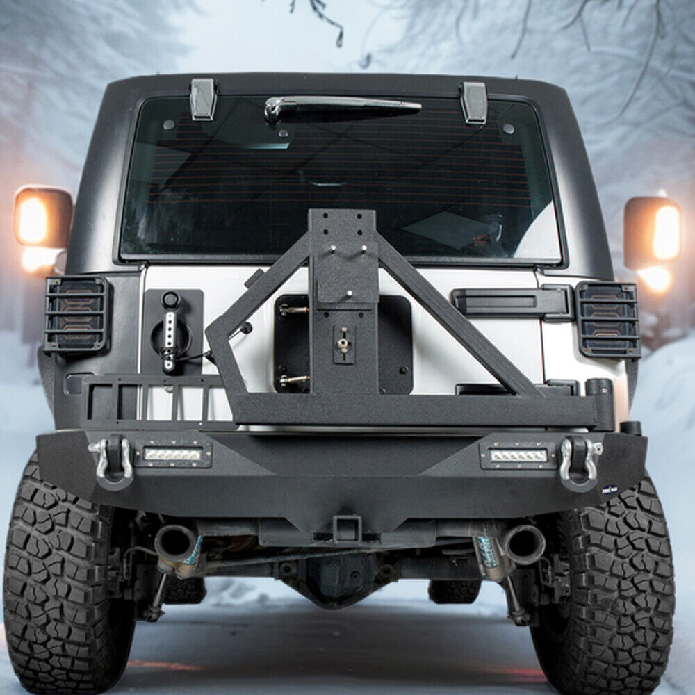 For Jeep JK Rear Bumper Tire Carrier & D-Rings For 07-18 Jeep Wrangler JK JKU