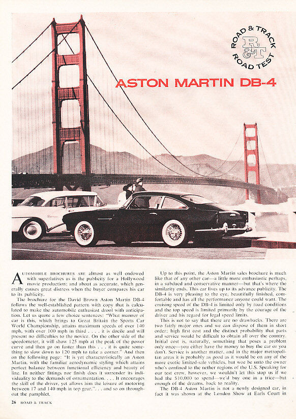 1962 Aston Martin DB4 DB-4 - Road Test -  Classic Article A80-B