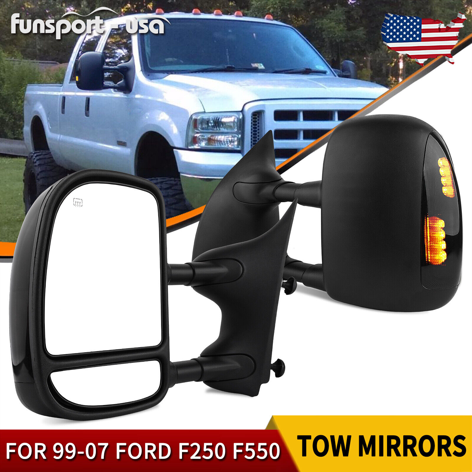 Tow Mirror for 99-07 Ford F250 F350 F450 F550 Super Duty LED Signal Power Heated
