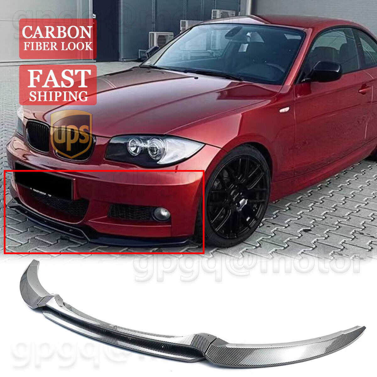 For BMW E82 128i 135i M Sport 07-2013 V1 Carbon Fiber Front Bumper Splitter Lip