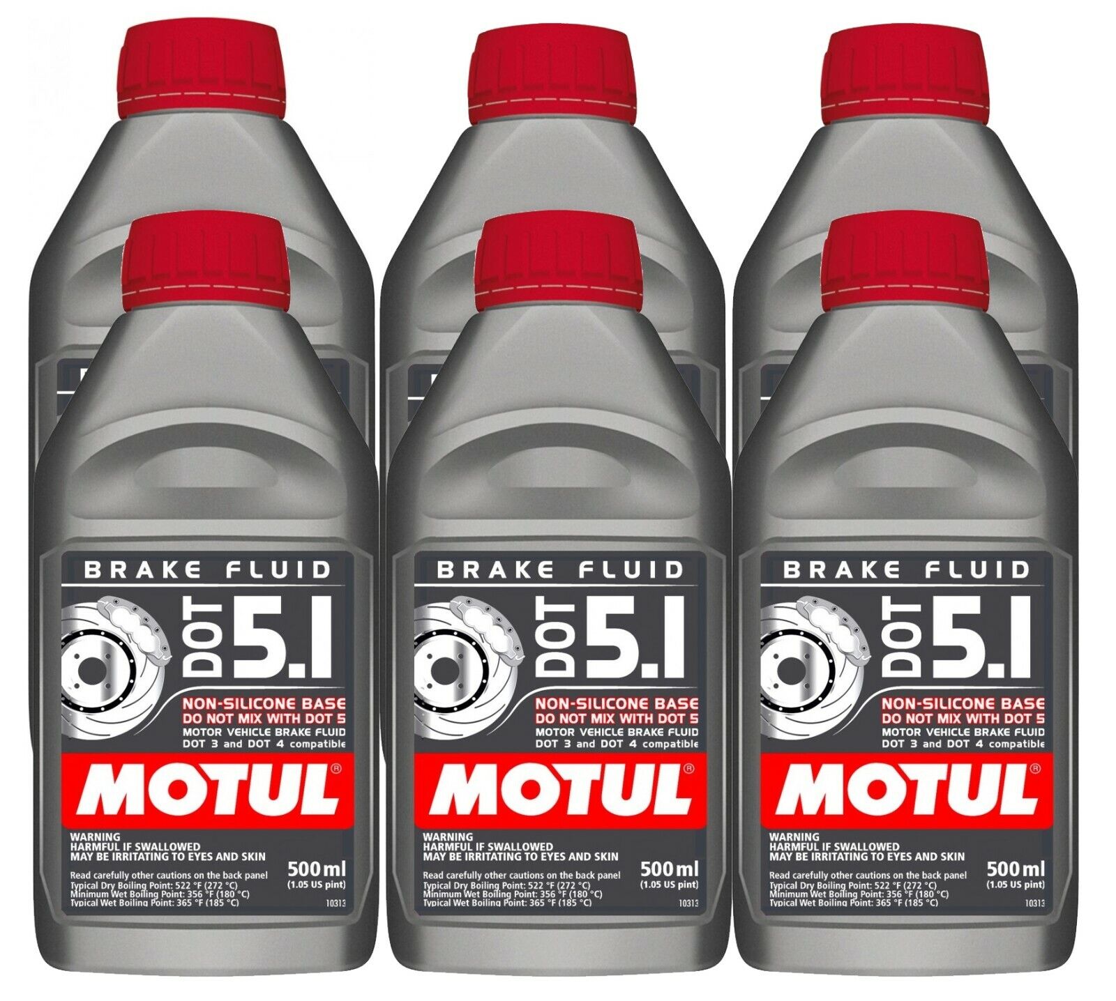 Motul DOT 5.1 - 3 Liters AM - Long Life Fully Synthetic Brake Fluid (6 x 0.5L)