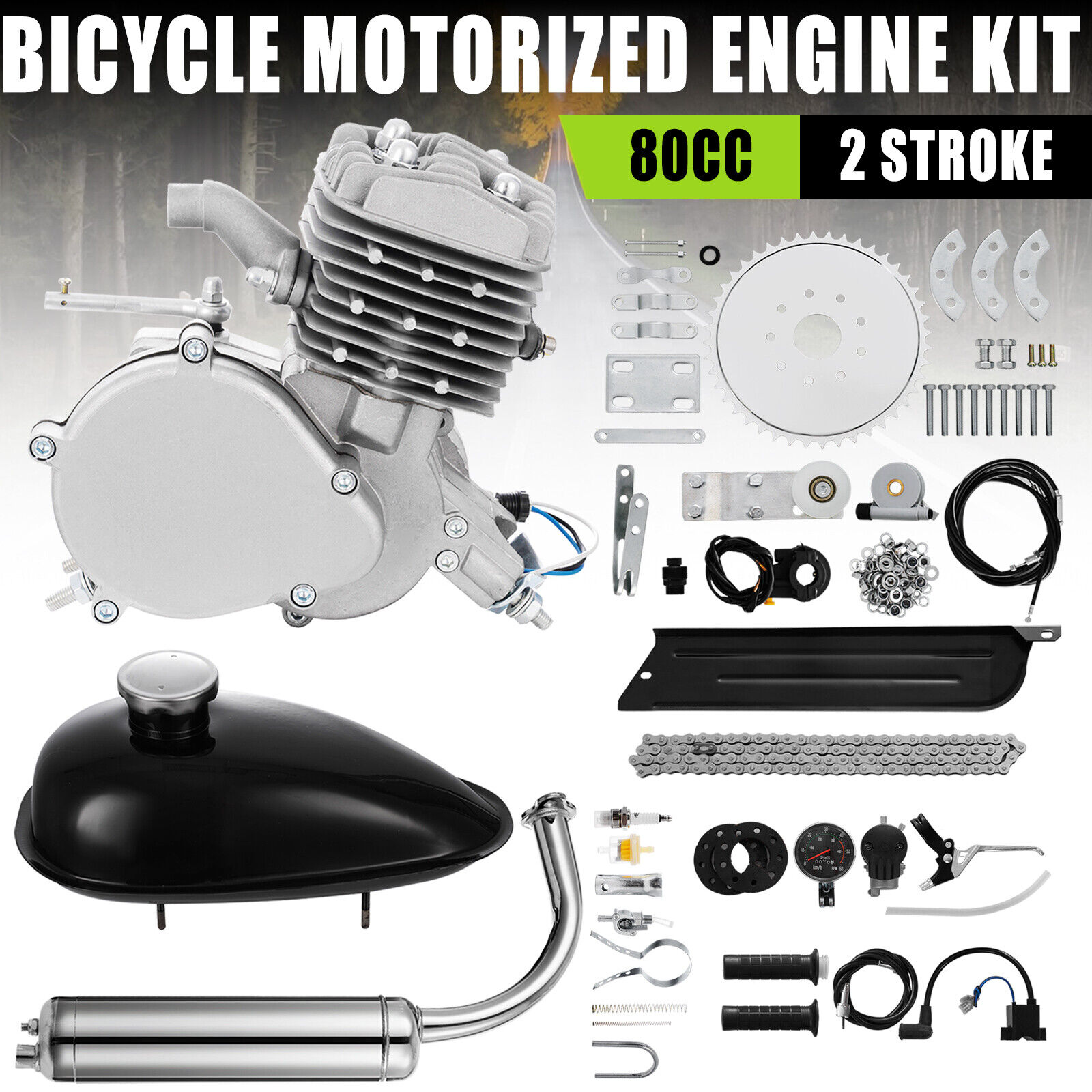 US Pro 80cc Bike Bicycle Motorized 2 Stroke Petrol Gas DIY Motor Engine Kit Set