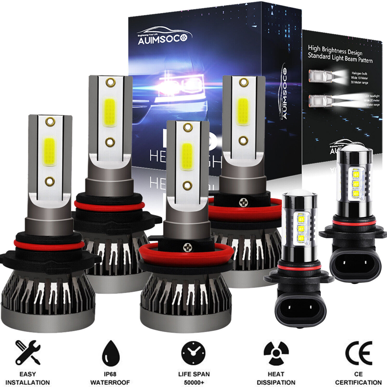 For Mazda CX-9 2007-2012 6000K 6x LED Headlight High Low Beam Fog Light Bulb Kit