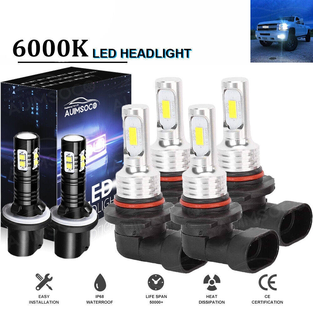 For 00-06 Chevy Suburban Tahoe 01-06 6pcs LED Headlight Fog Light Bulbs Kit
