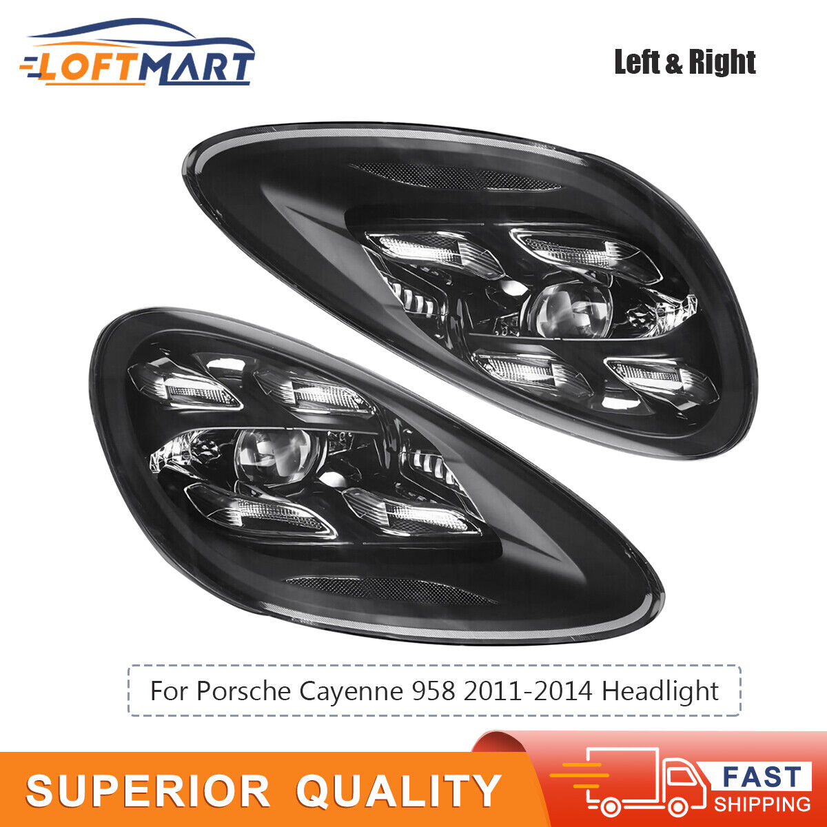 LEFT &RIGHT LED Headlight Assembly Front Lamps For Porsche Cayenne 958 2011-2014