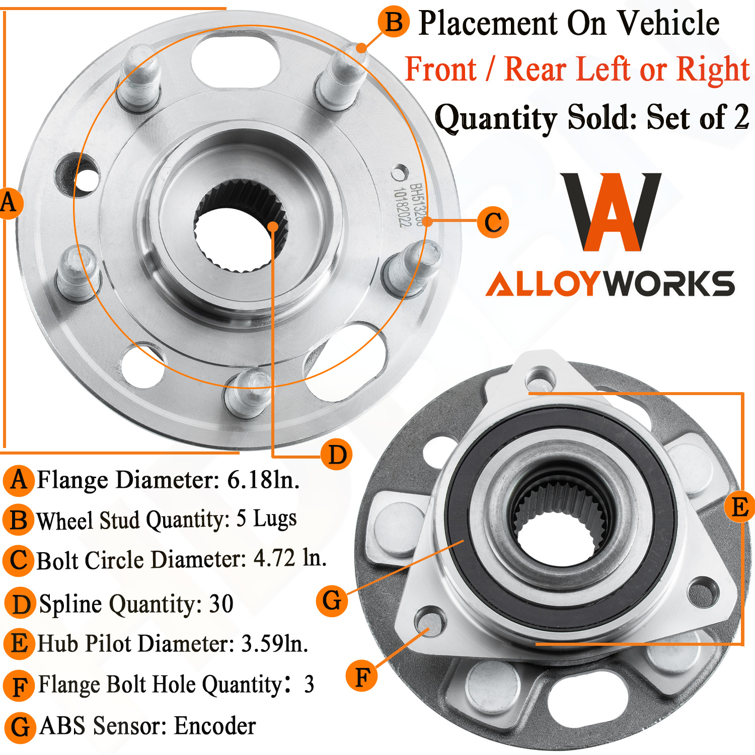 Front or Rear Wheel Bearing Hub for Chevy Equinox Buick LaCrosse GMC Terrain V6