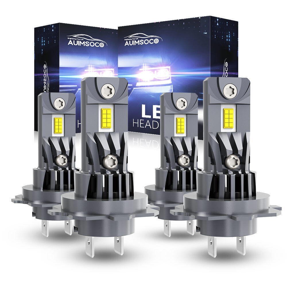 4Pcs H7 LED Headlight Bulb Kit High Low Beam Super Bright 6500K White 80000LM