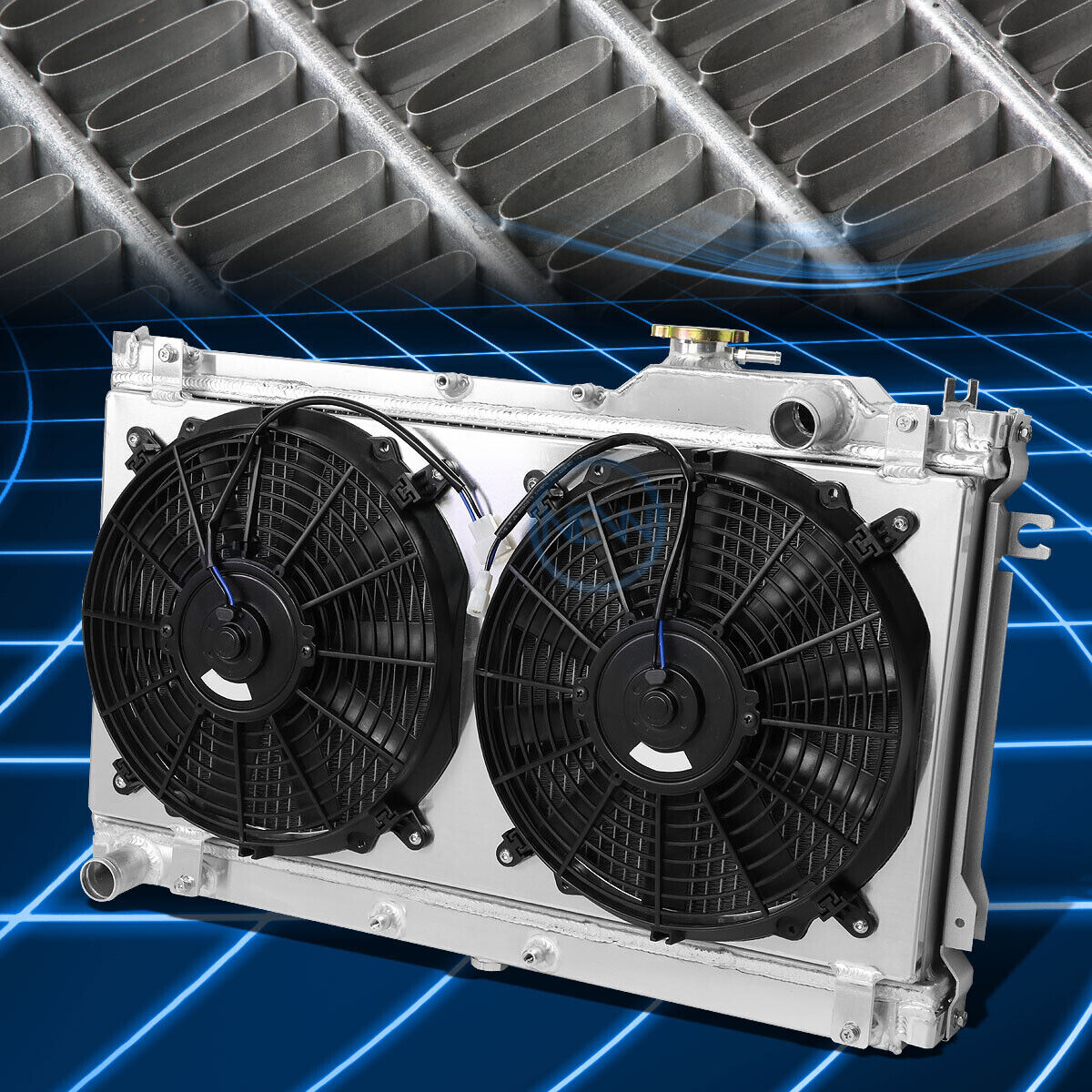 For 90-97 Miata Mx-5 2-Row Aluminum Core Radiator+Cooling Fan Shroud Replacement