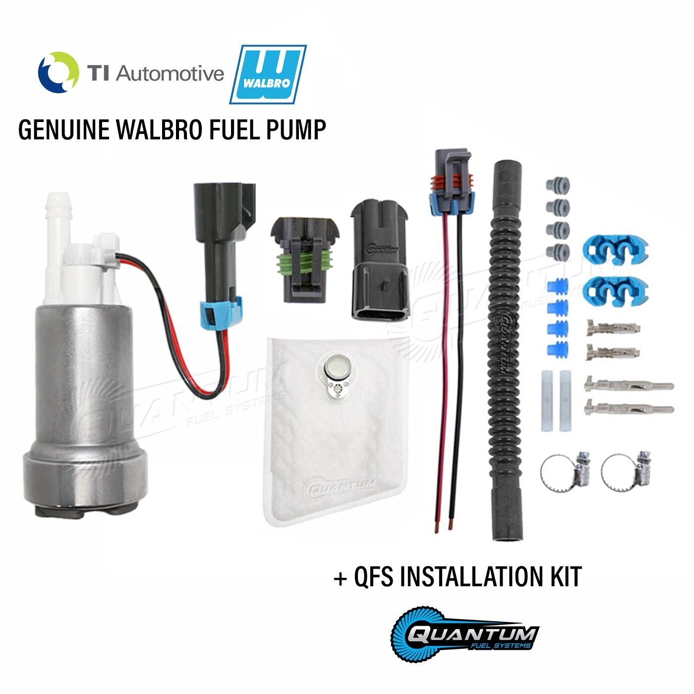 GENUINE WALBRO/TI F90000267 450LPH High Performance E85 Fuel Pump + QFS Kit