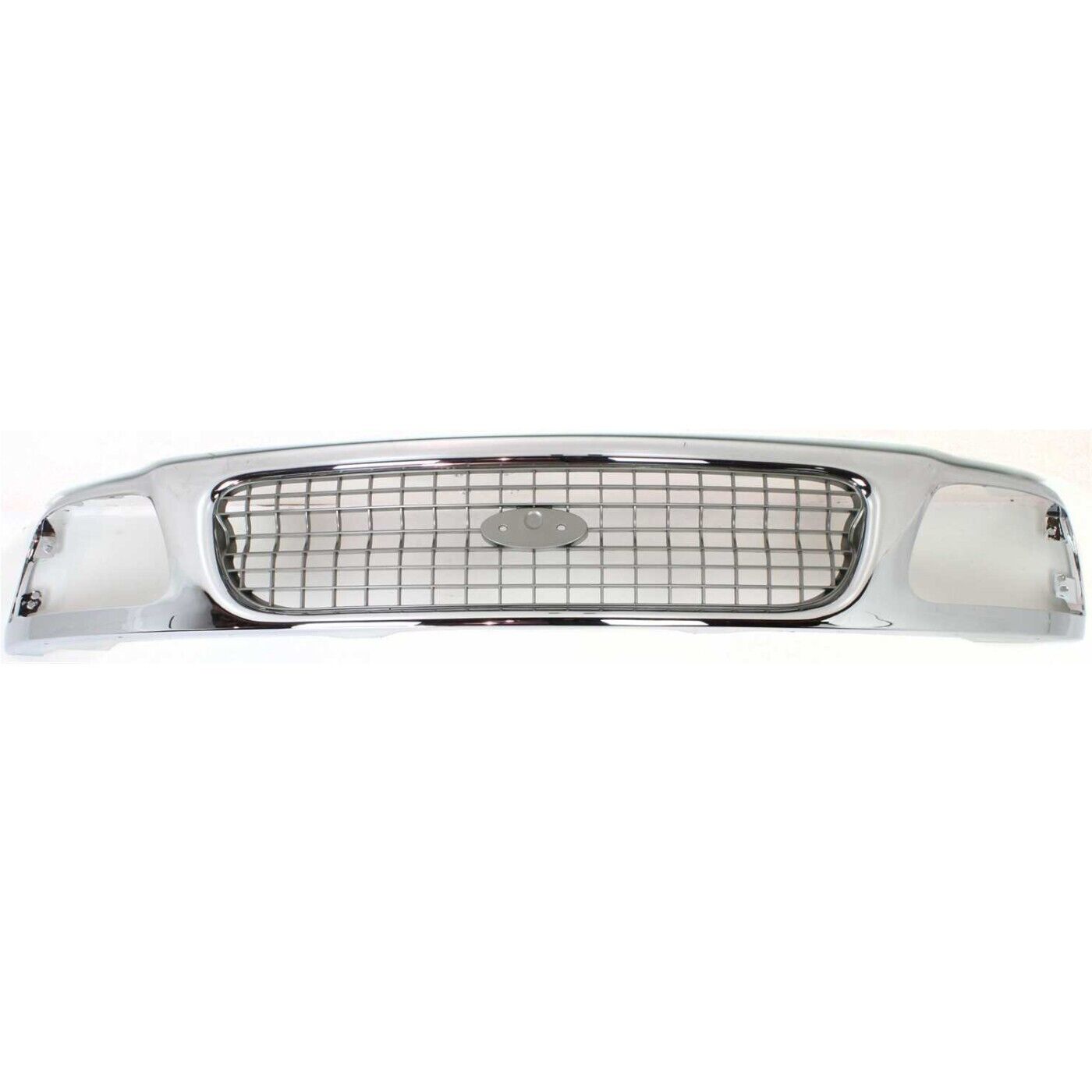 Grille For 97-98 Ford Expedition Chrome Shell w/ Silver Insert Plastic