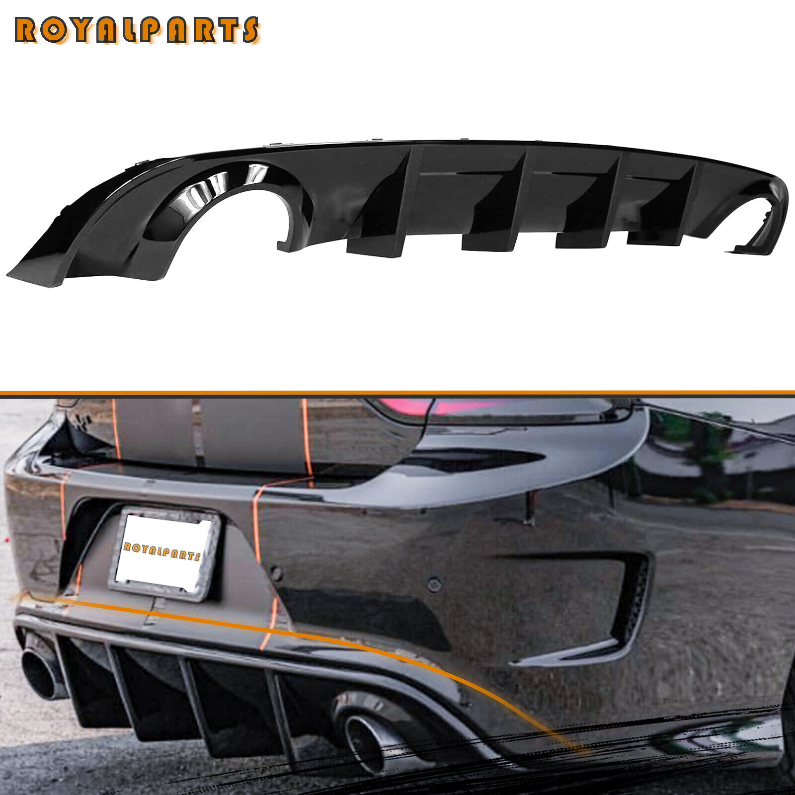 Fits 2015-2024 Dodge Charger SRT OE Style Rear Bumper Diffuser Lip Gloss Black