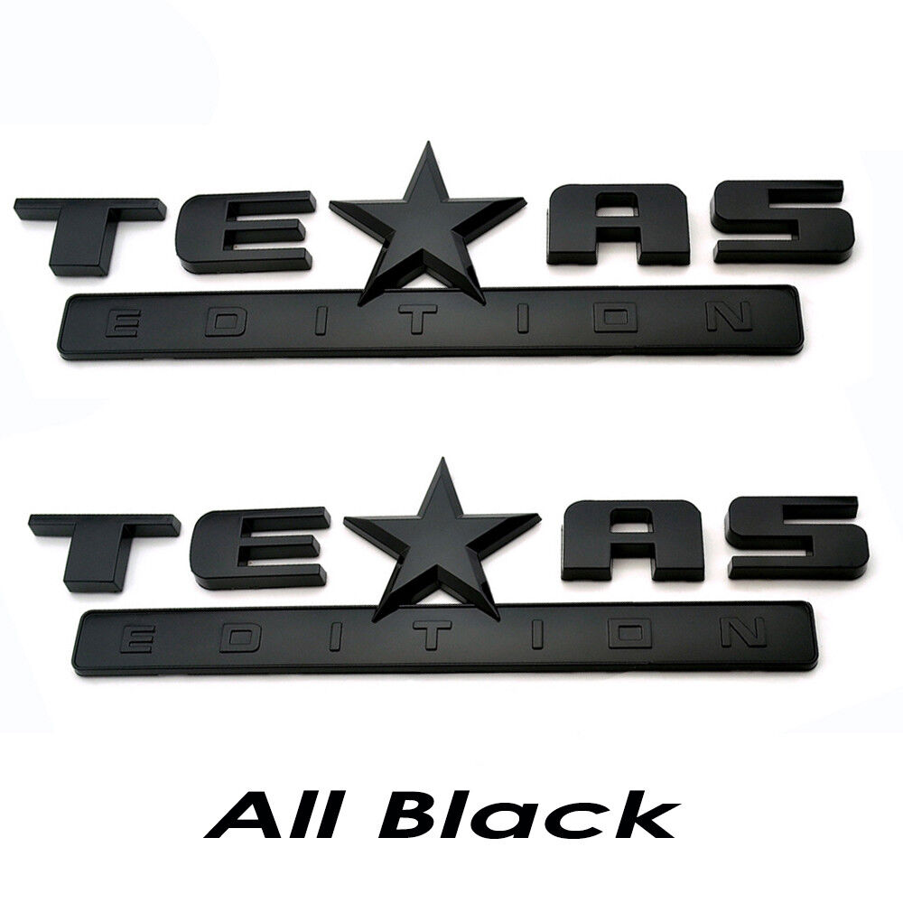 2PC 3D TEXAS EDITION EMBLEM All Black CHEVY SILVERADO SIERRA UNIVERSAL DECAL