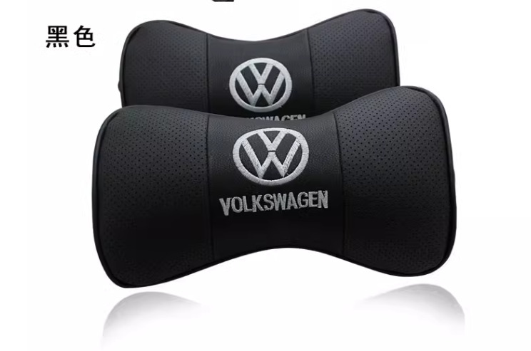 2Pcs Real Leather Car Seat Neck Cushion Pillow Car Headrest For volkswagen Car