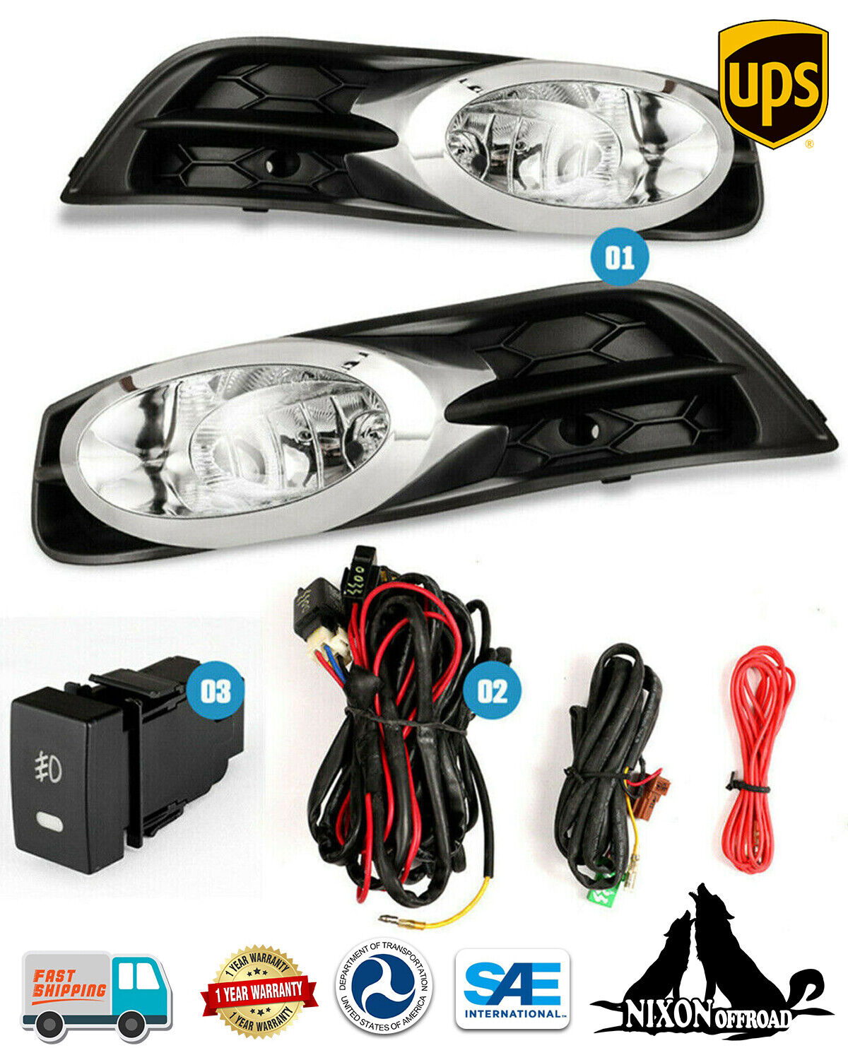 Fog Lights for 2012 2013 Honda Civic Coupe Driving Bumper Lamps Pair w/Wiring