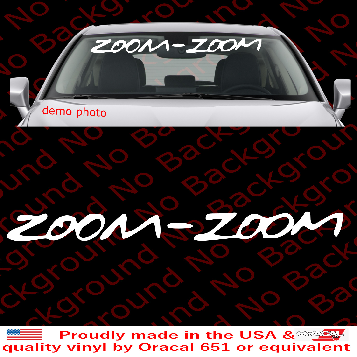 Large Zoom-Zoom Windshield Sticker Vinyl Die Cut Decal Zoom Zoom Banner FY089