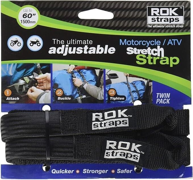 Rok Straps Adjustable Twin Pack - Black: Up to 60\