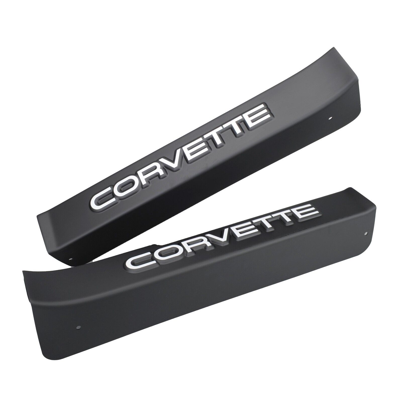 2pc OEM GM Corvette Black Door Sill Guards / Protectors with Logo for 1984-87 C4