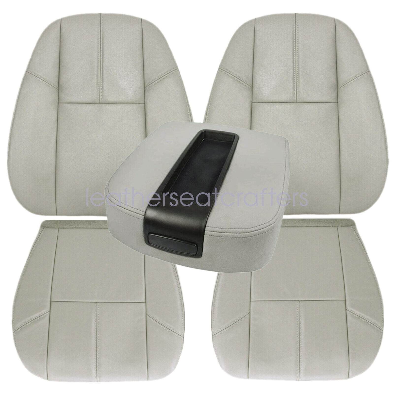 Front Leather Seat Cover Gray / Foam For 2007-2014 Chevy Silverado GMC Sierra