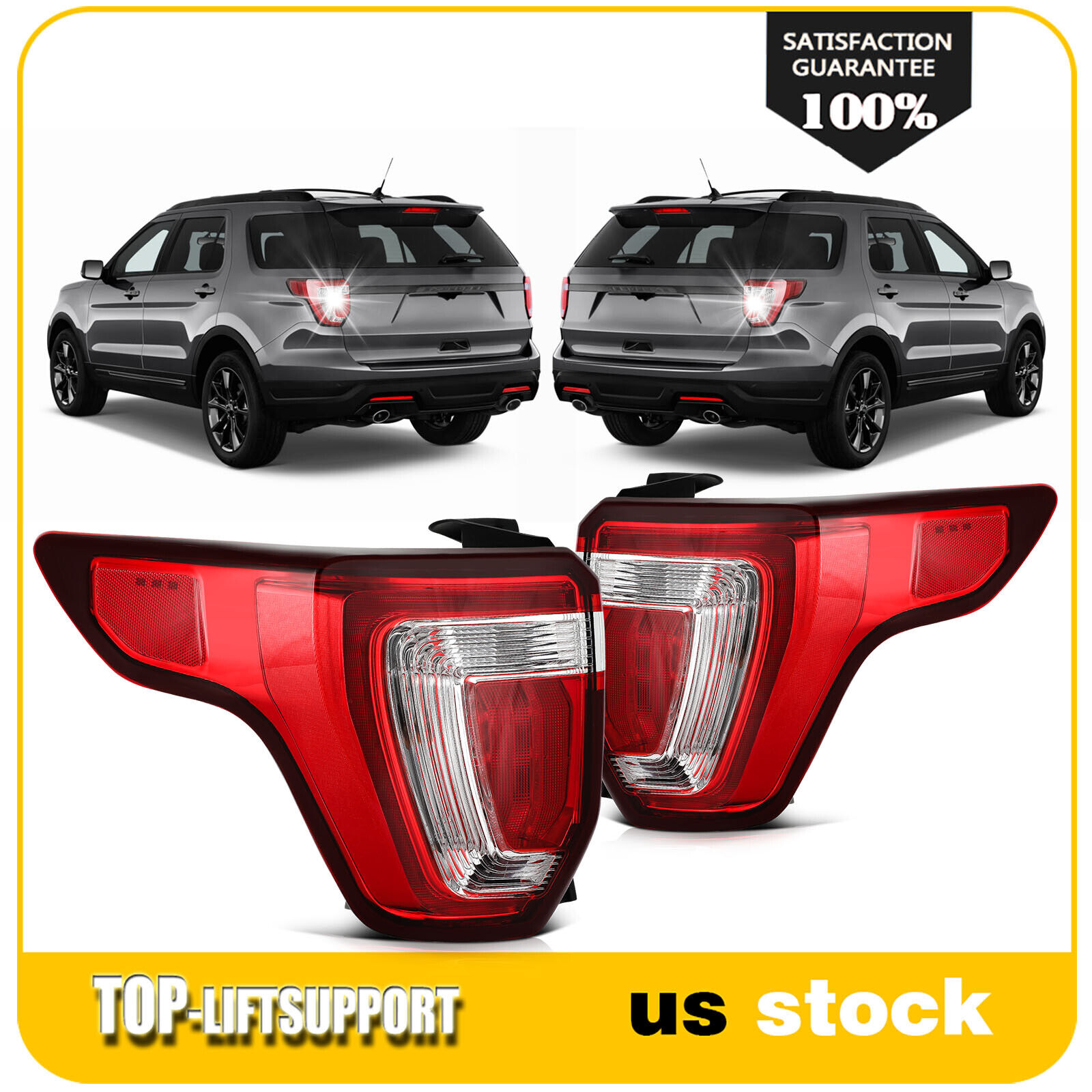 Taillights Assembly For 2016-2019 Ford Explorer Red LH+RH Turn Tail Brake Lamp