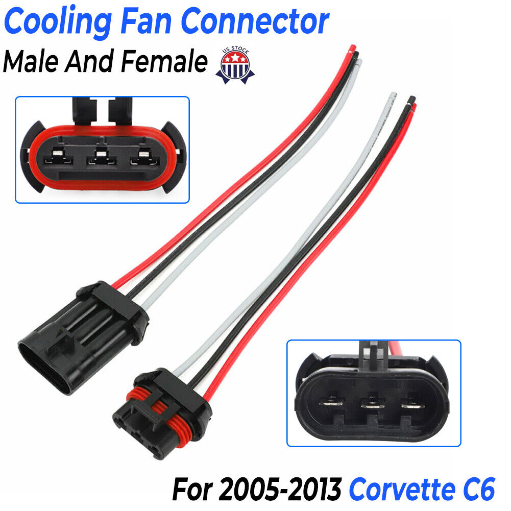 For 05-13 Corvette C6 Cooling Fan Connector Male And Female 12Ga HD Wire Upgrade