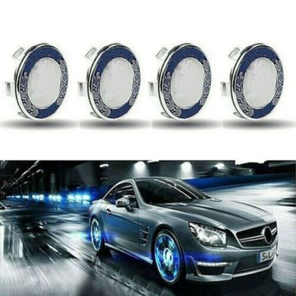 4PCS 75mm Self-Powered Floating LED Wheel Hub Light Caps for Mercedes-Benz Blue