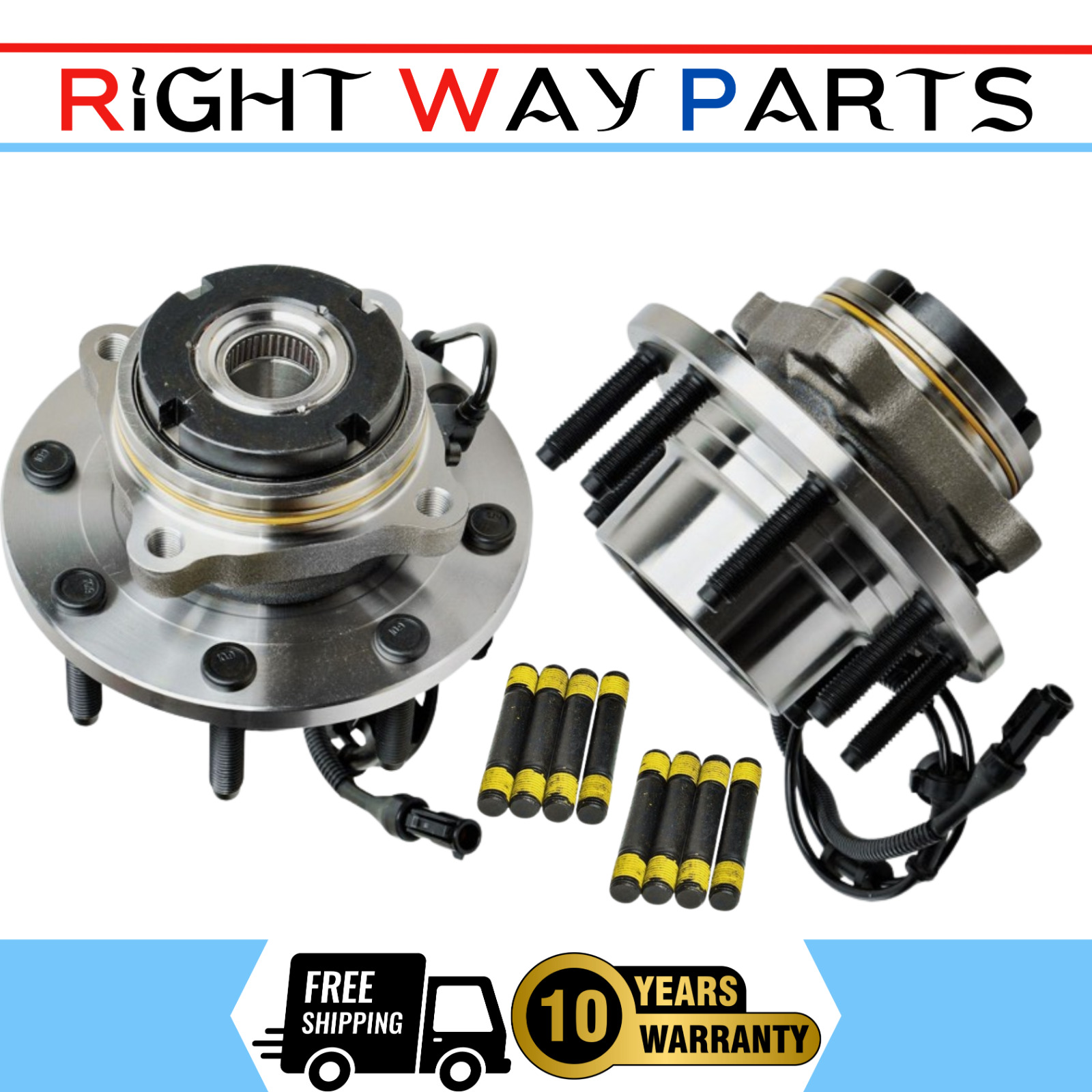 Pair 4WD Front Wheel Bearings and Hubs for 99 - 02 Ford F-250 F-350 SD Excursion
