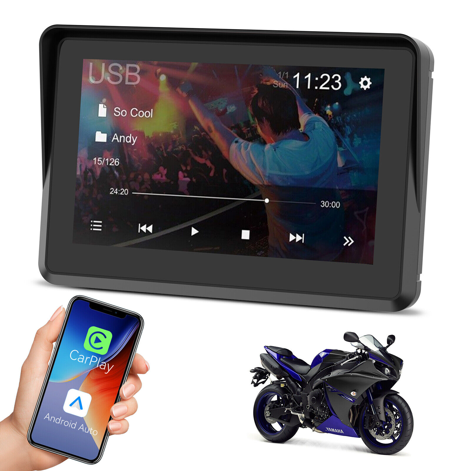 GPS Portable Motorcycle Navigator Wireless CarPlay Waterproof 5\