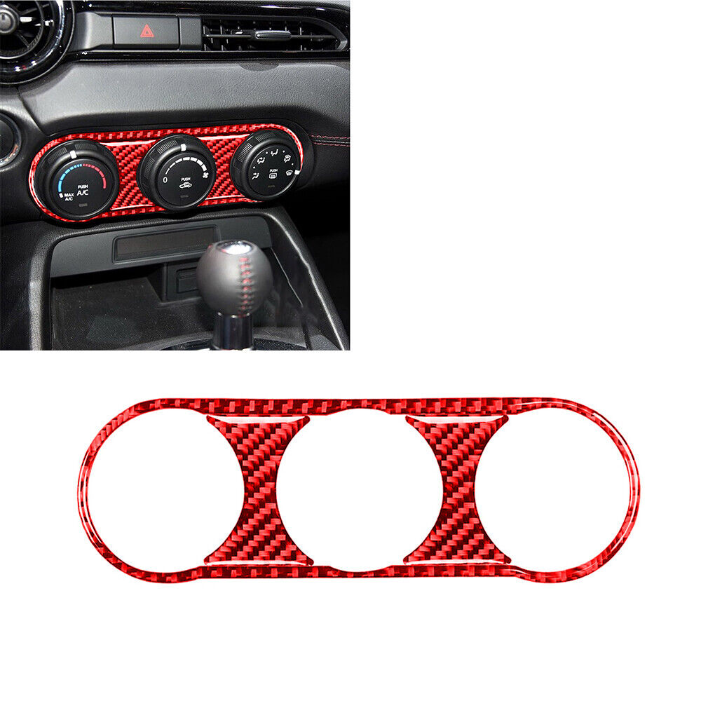 3pcs For Mazda MX-5 2016-21 red Carbon Fiber Climate Console Interior Trim