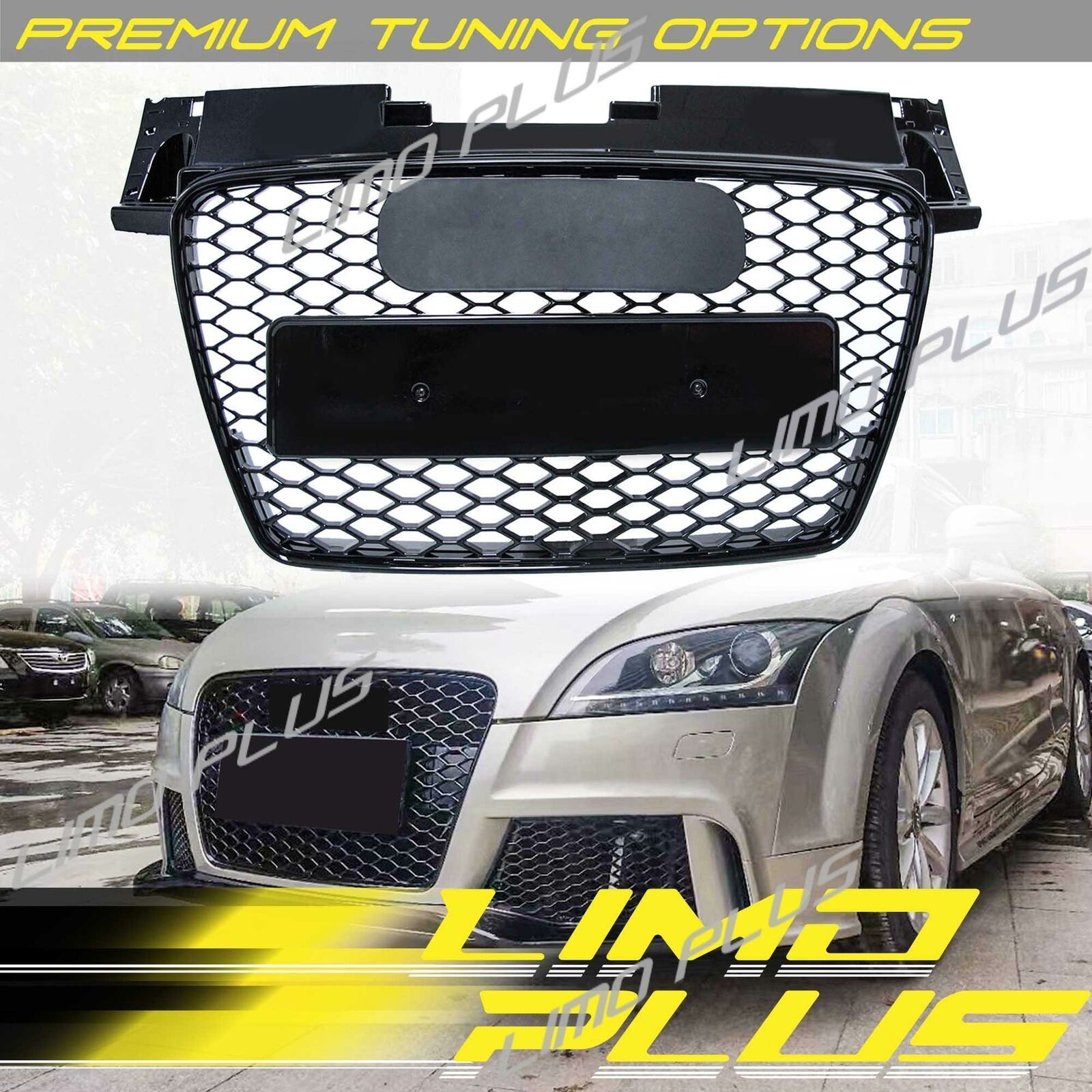 RS-TT Style Honeycomb Front Bumper Grille Grill Gloss Black for AUDI TT 8J 06-14